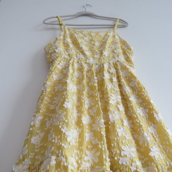ANTHROPOLOGIE MAEVE Rhonda Textured Midi Dress in Yellow Floral Boho Size US 6 - Picture 10 of 15